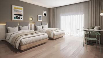 Værelse - 2 queensize-senge | Premium-sengetøj, dundyner, pengeskab på værelset, individuelt design