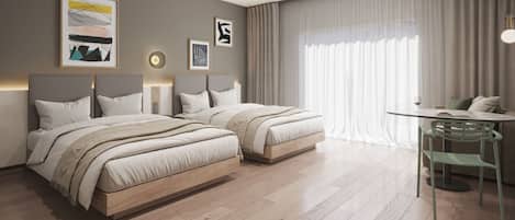 Habitación, 2 camas Queen size | Ropa de cama de alta calidad y edredón