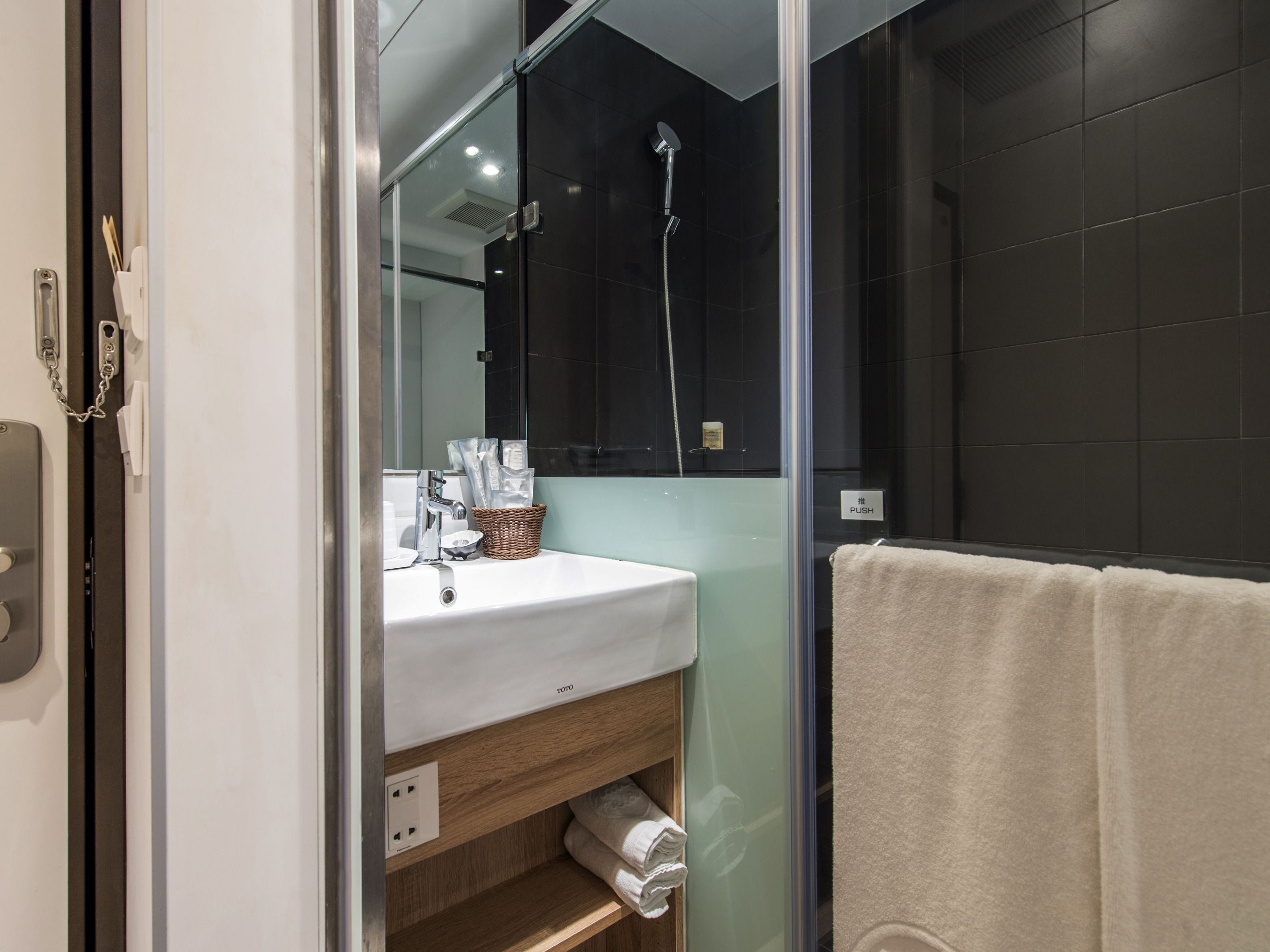 shower, rainfall showerhead, hair dryer, electronic bidet