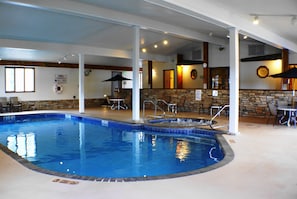 Indoor pool, open 9 AM to 10 PM, sun loungers