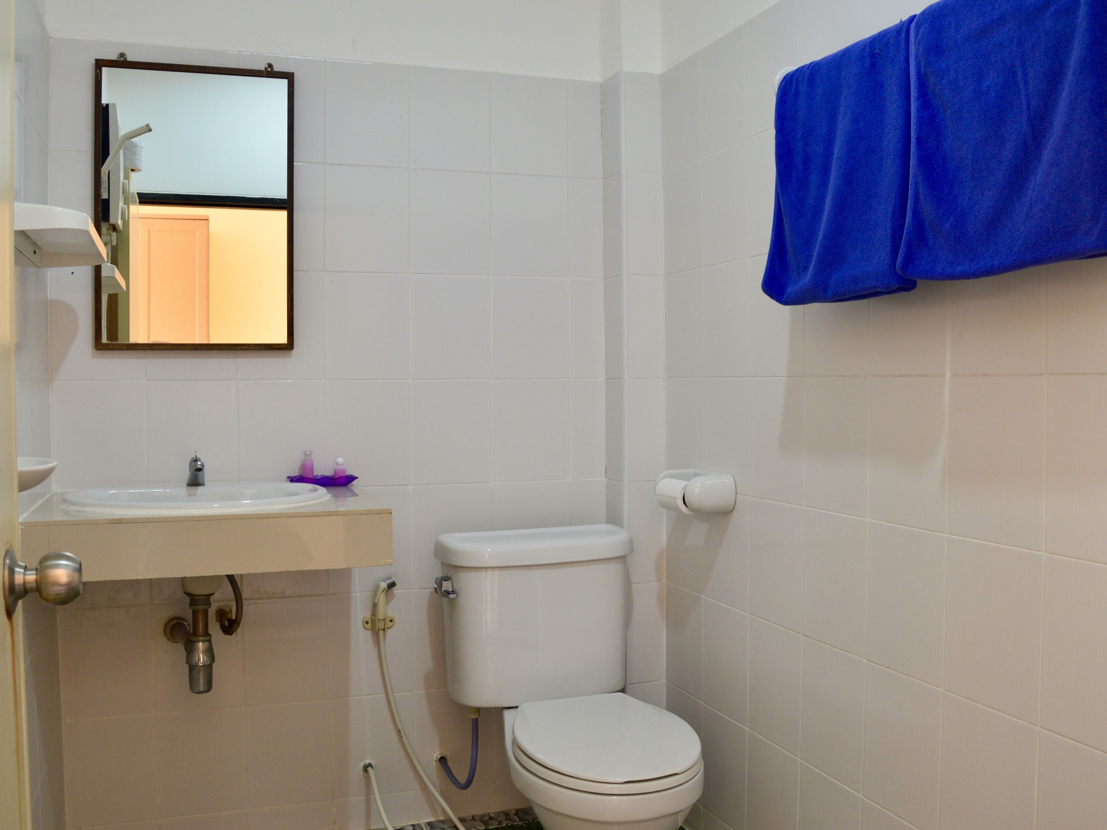 shower, free toiletries, bidet, towels