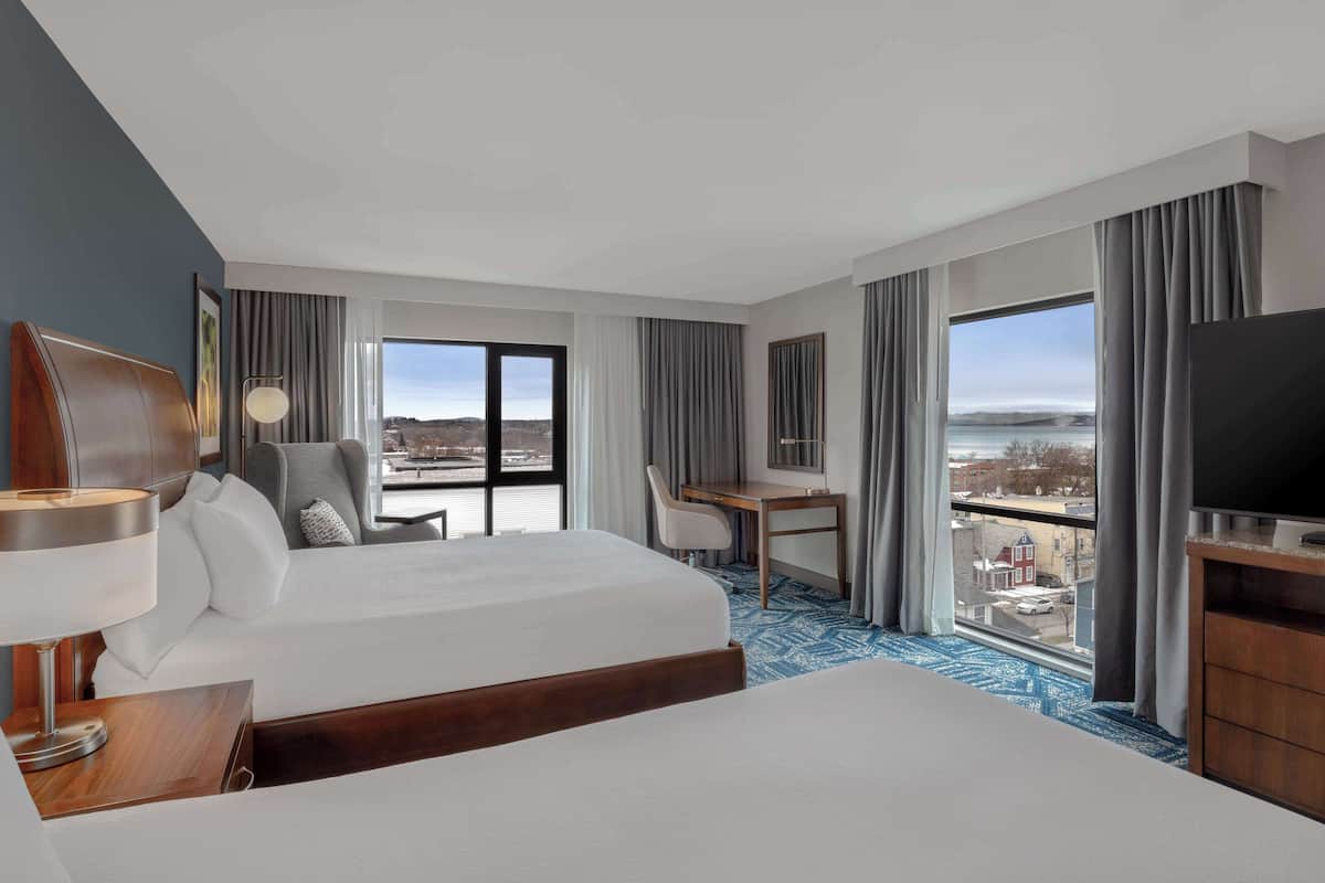 deluxe room, 2 queen beds, lake view | view from room