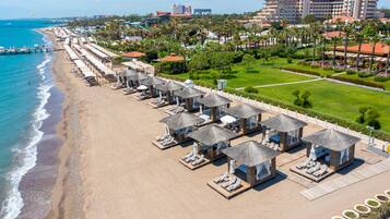 Private beach, beach cabanas, sun-loungers, beach umbrellas