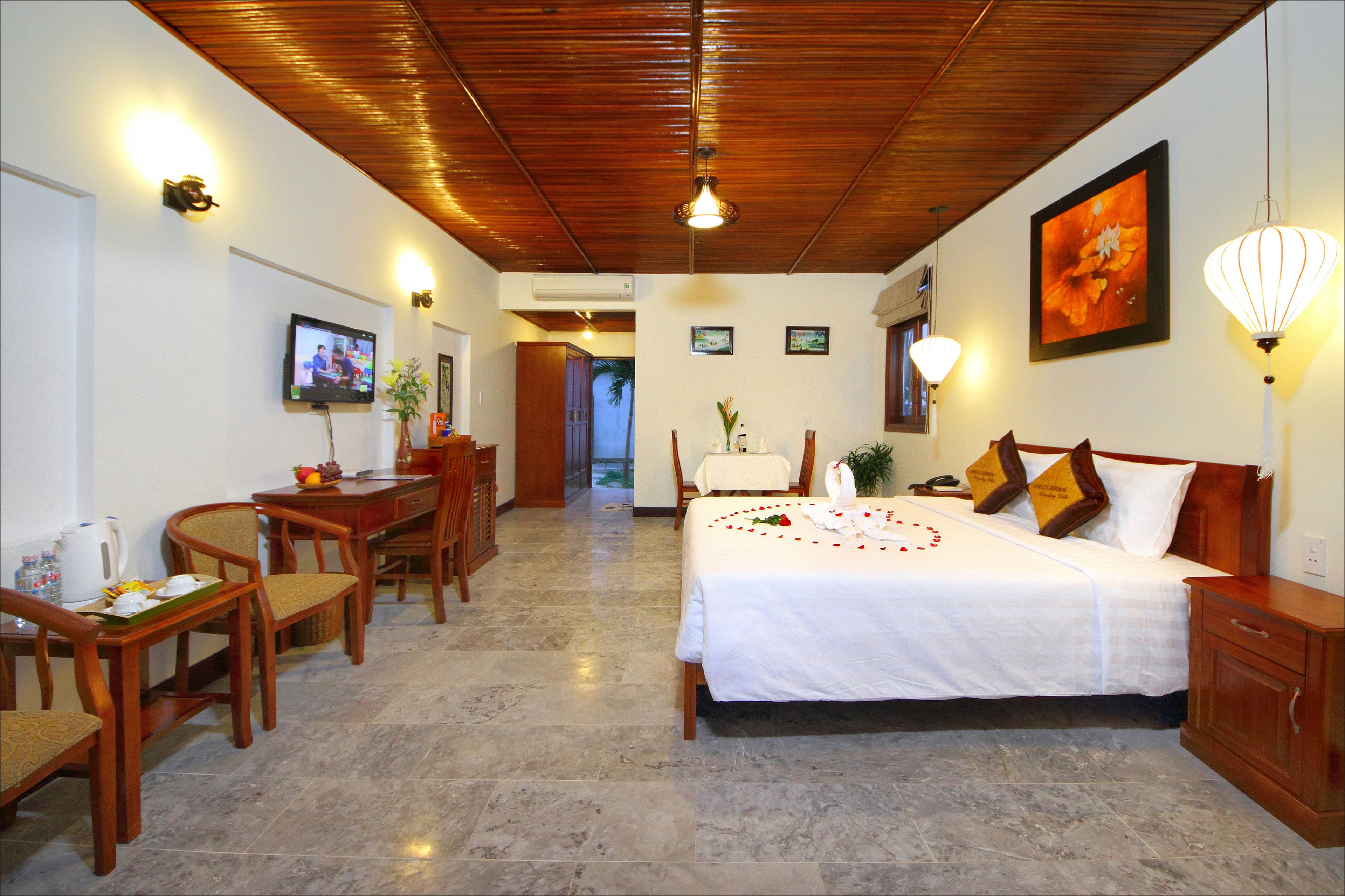 suite with pool view | living room | lcd tv