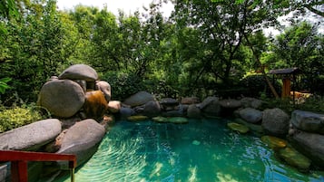 Una piscina techada, una piscina al aire libre