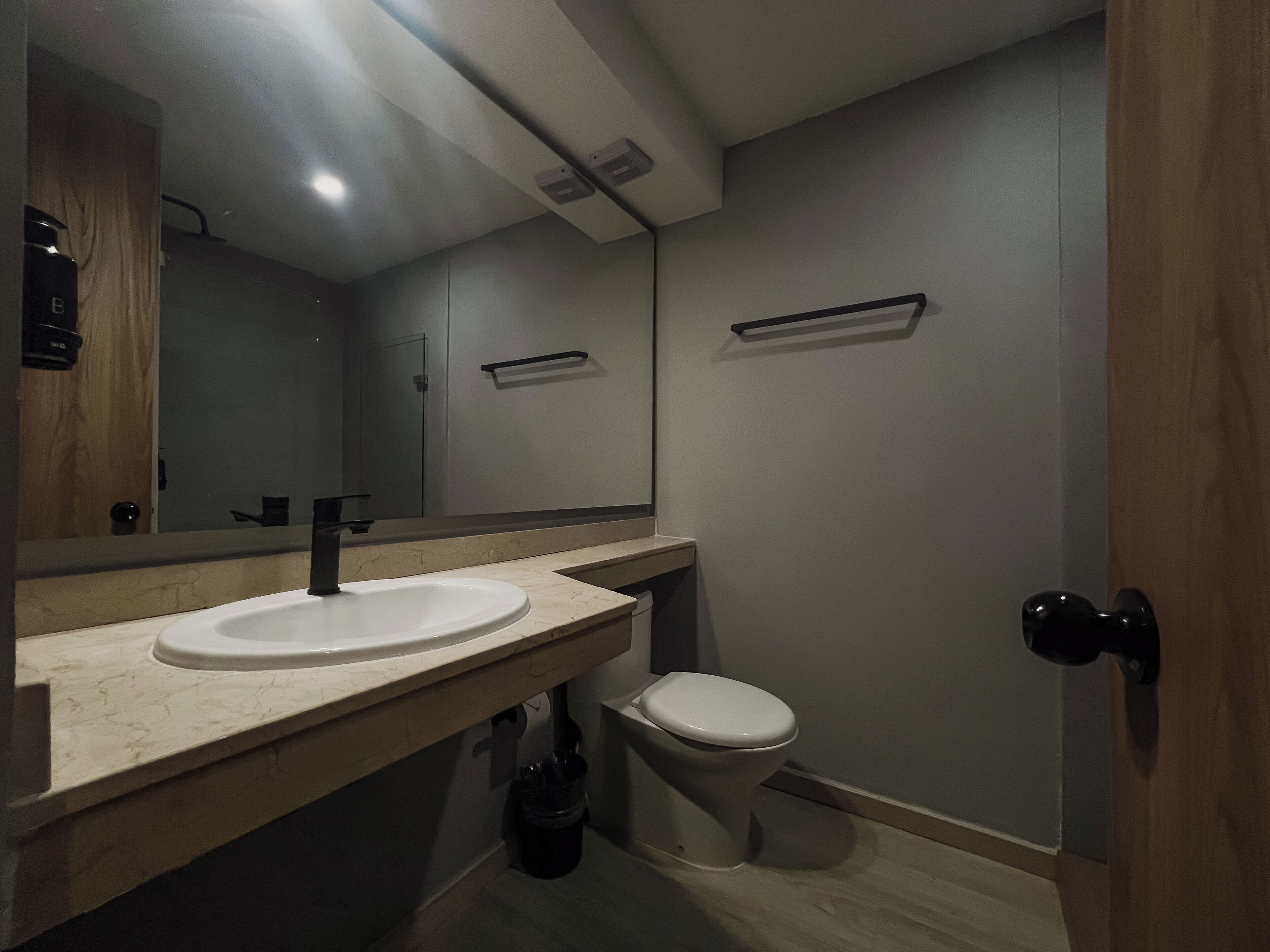 superior twin room | bathroom | shower, rainfall showerhead, towels