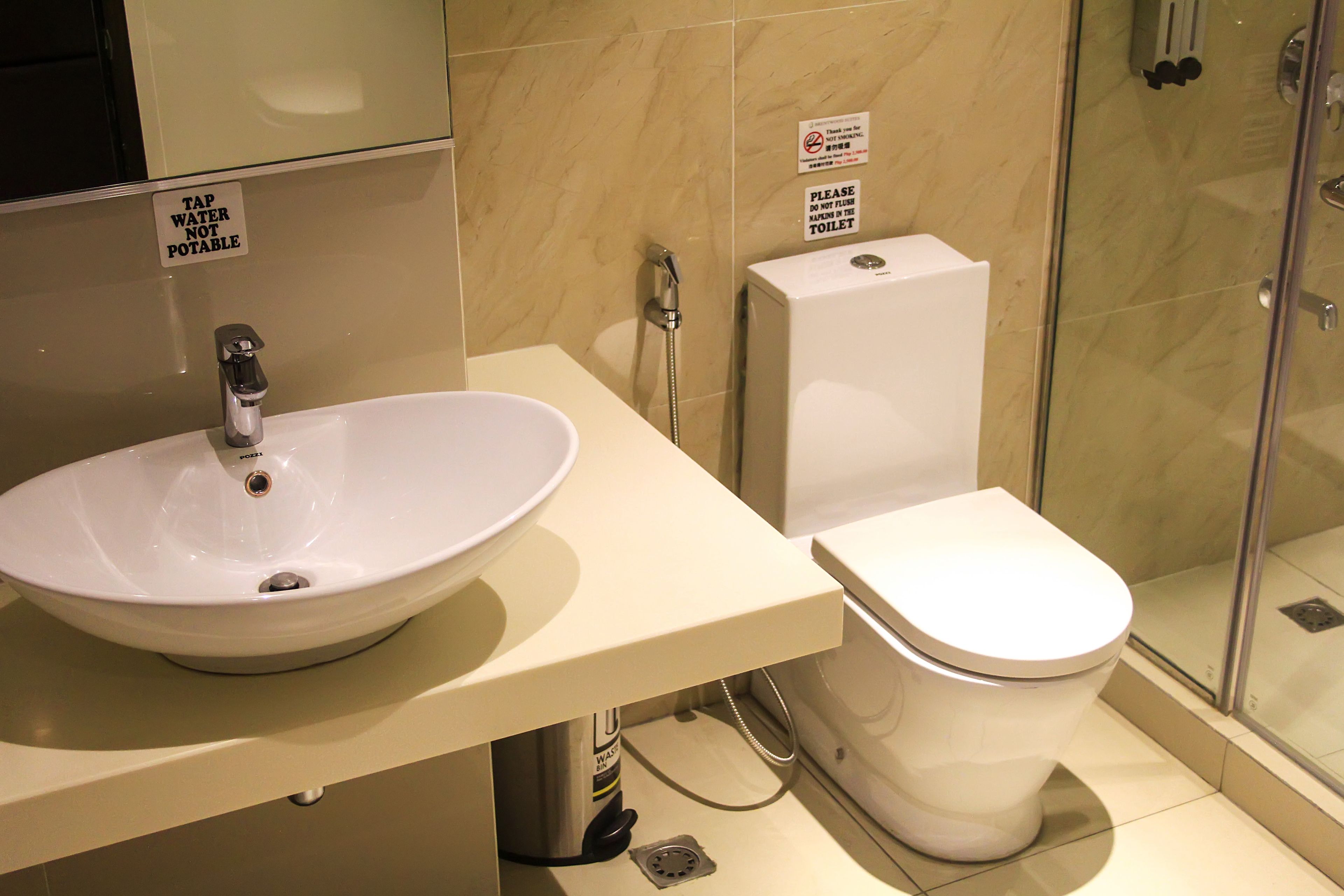 shower, rainfall showerhead, free toiletries, hair dryer