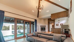 Pool Villa Suite P103 (Nov~May set water in the pool request in advance) | Living area | Flat-screen TV - Olle Resort&Spa (Jeju City)