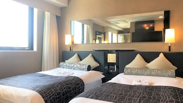 Kamar Twin Deluks, Bebas Asap Rokok | Seprai premium, selimut bulu angsa, dan meja kerja