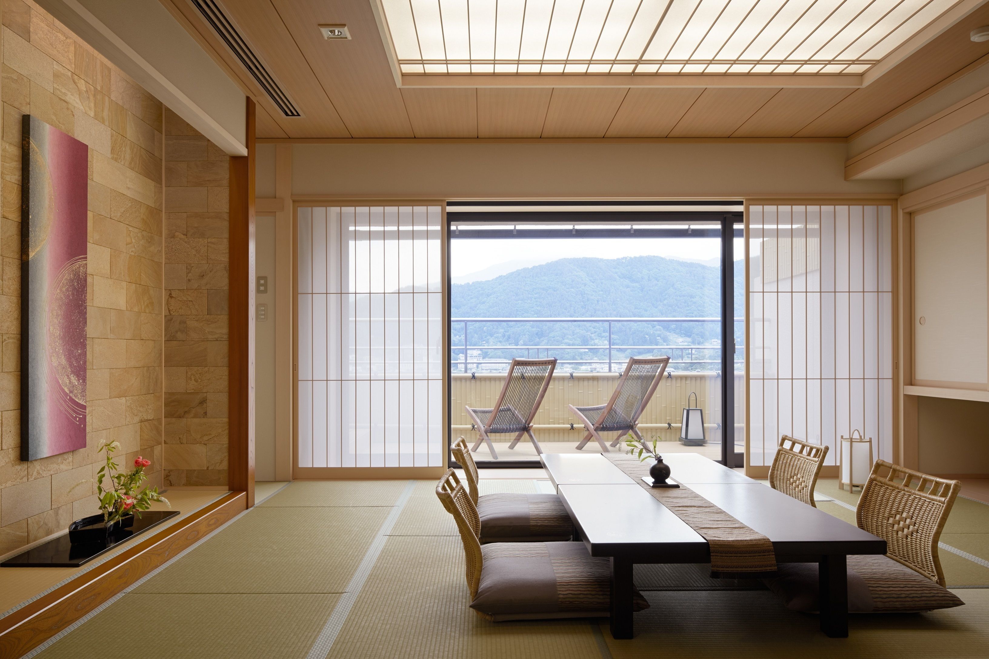 japanese western style deluxe room with open air bath, lake view | 1 bedroom, in-room safe, desk, blackout curtains