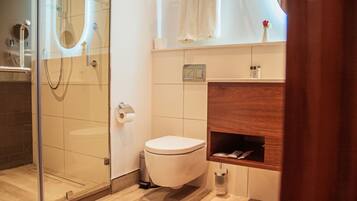 Executive Room | Bathroom | Hair dryer, towels, soap, shampoo