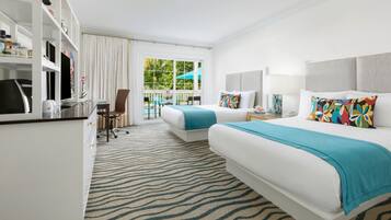 Pool & Garden View Two Queens Hearing Accessible