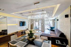 Luxury Apartment, 2 Bedrooms, Balcony, River View (6 adults) | Living room | 42-inch LCD TV with cable channels, TV