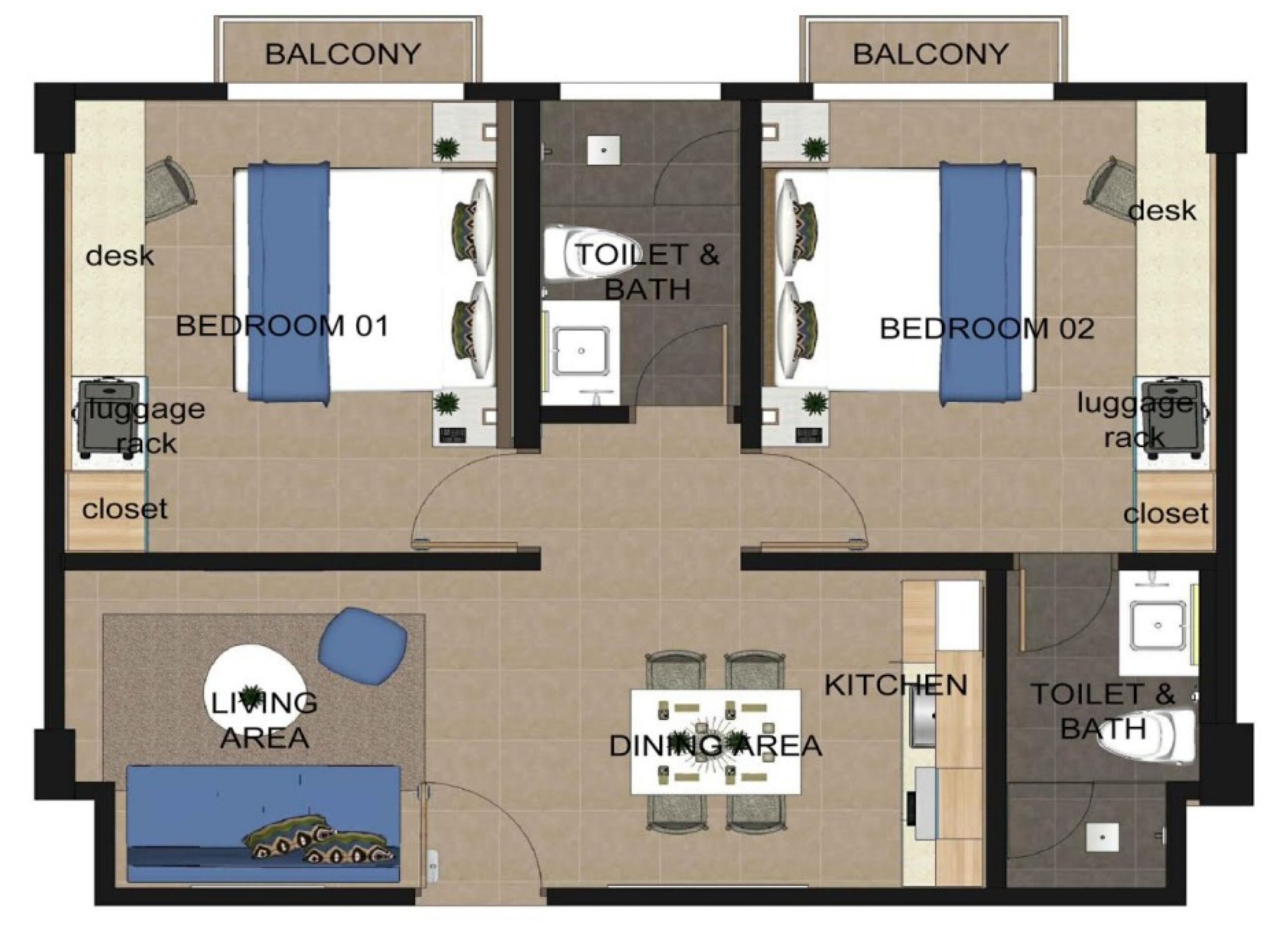 apartment, 2 bedrooms | floor plan