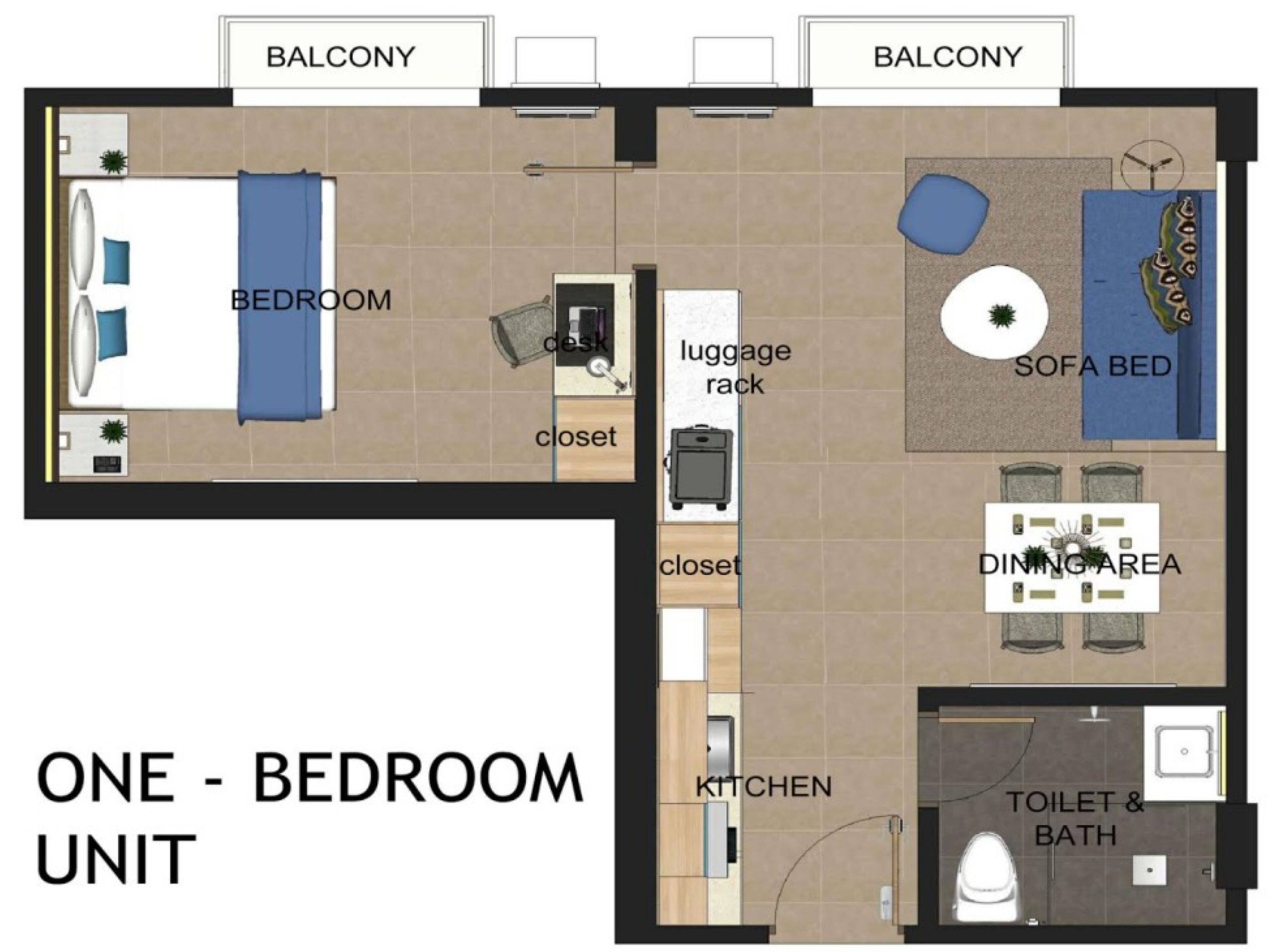 apartment, 1 bedroom | floor plan