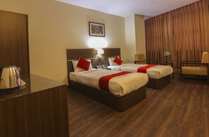 In-room safe, desk, laptop workspace, soundproofing