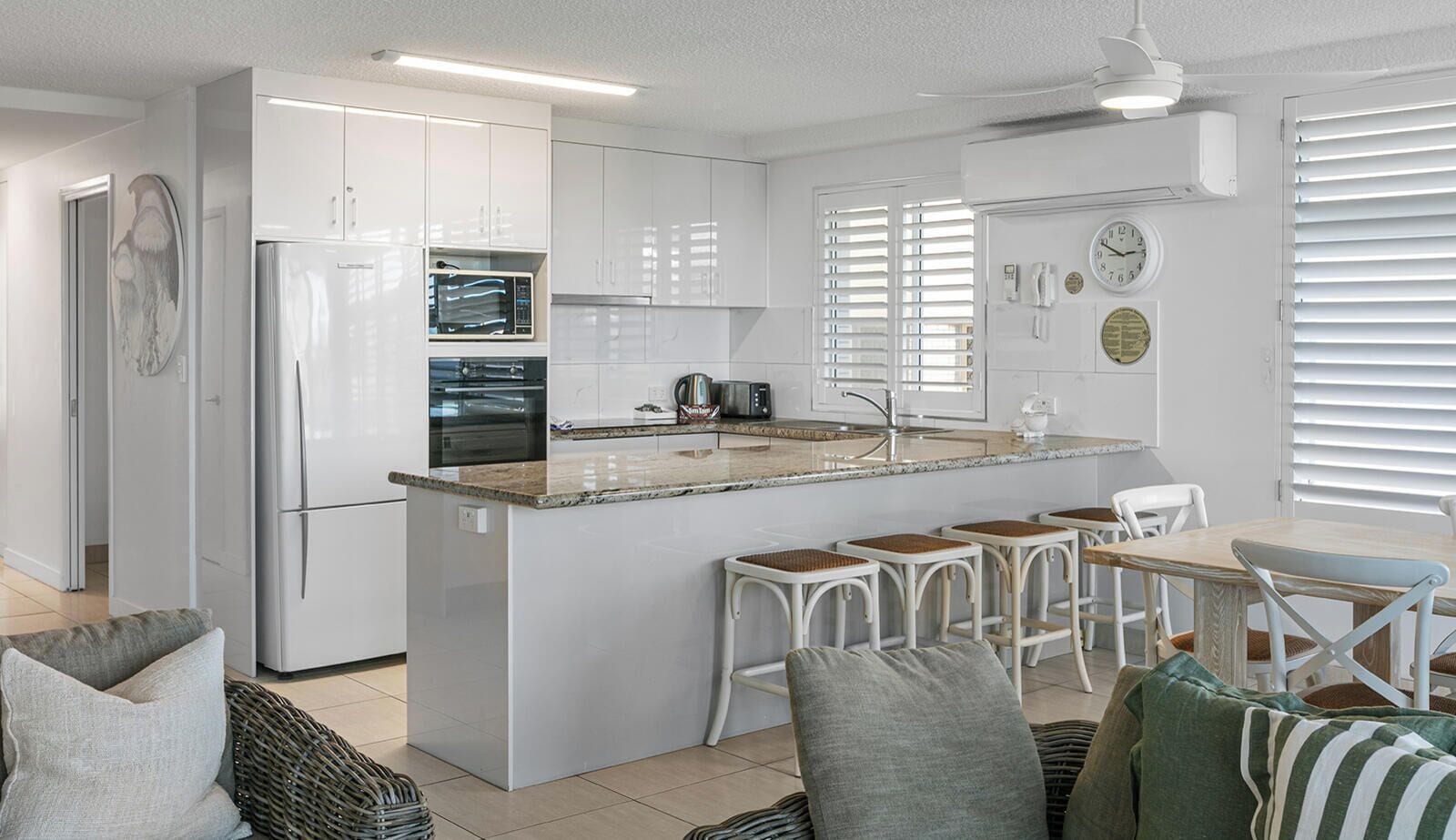 Deluxe 3 Bedroom Ocean View Apartment | Private kitchen | Full-sized fridge, microwave, dishwasher, electric kettle