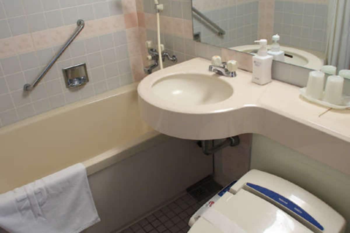 free toiletries, slippers, electronic bidet, towels