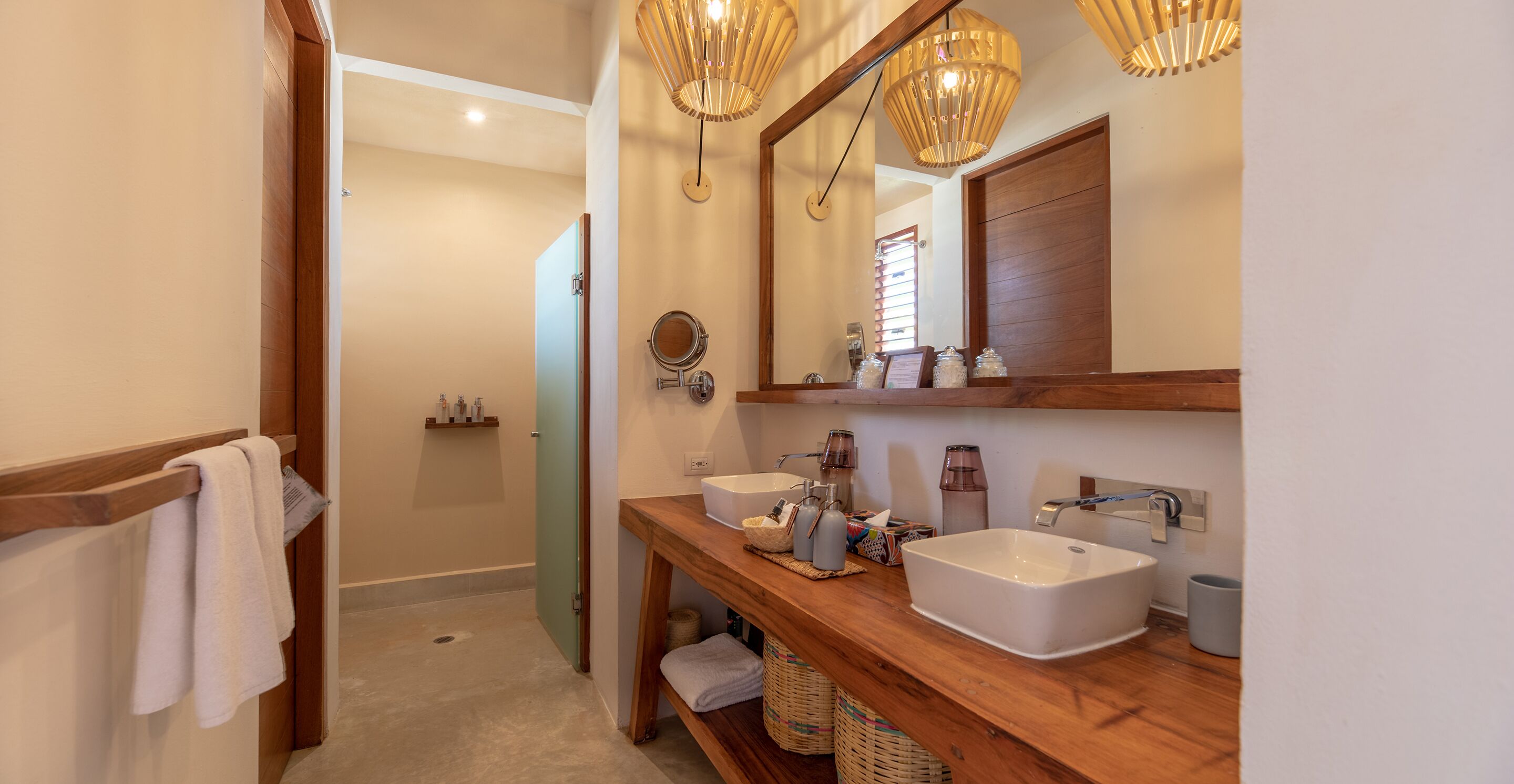 beach front ground floor suite | bathroom | designer toiletries, hair dryer, bathrobes, slippers