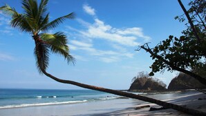 A beach with palm trees and a clear sky. - Hotel Arenas en Punta Leona (Tárcoles)