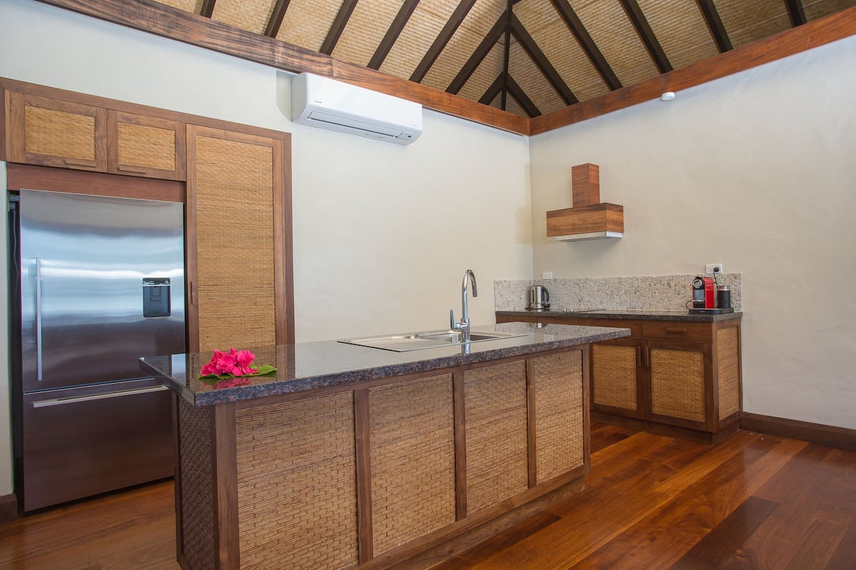 fridge, microwave, espresso maker, electric kettle