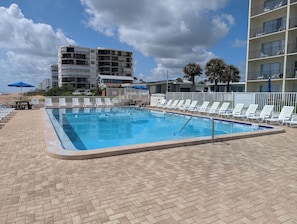 Outdoor pool, pool umbrellas