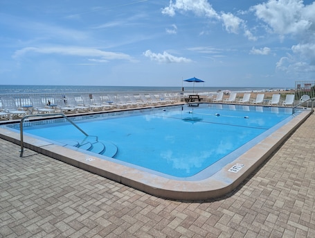 Outdoor pool, pool umbrellas
