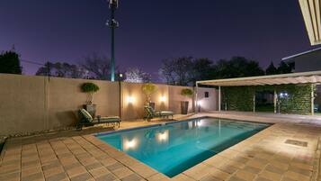 Outdoor pool, open 6:00 AM to 6:30 PM, pool umbrellas, pool loungers