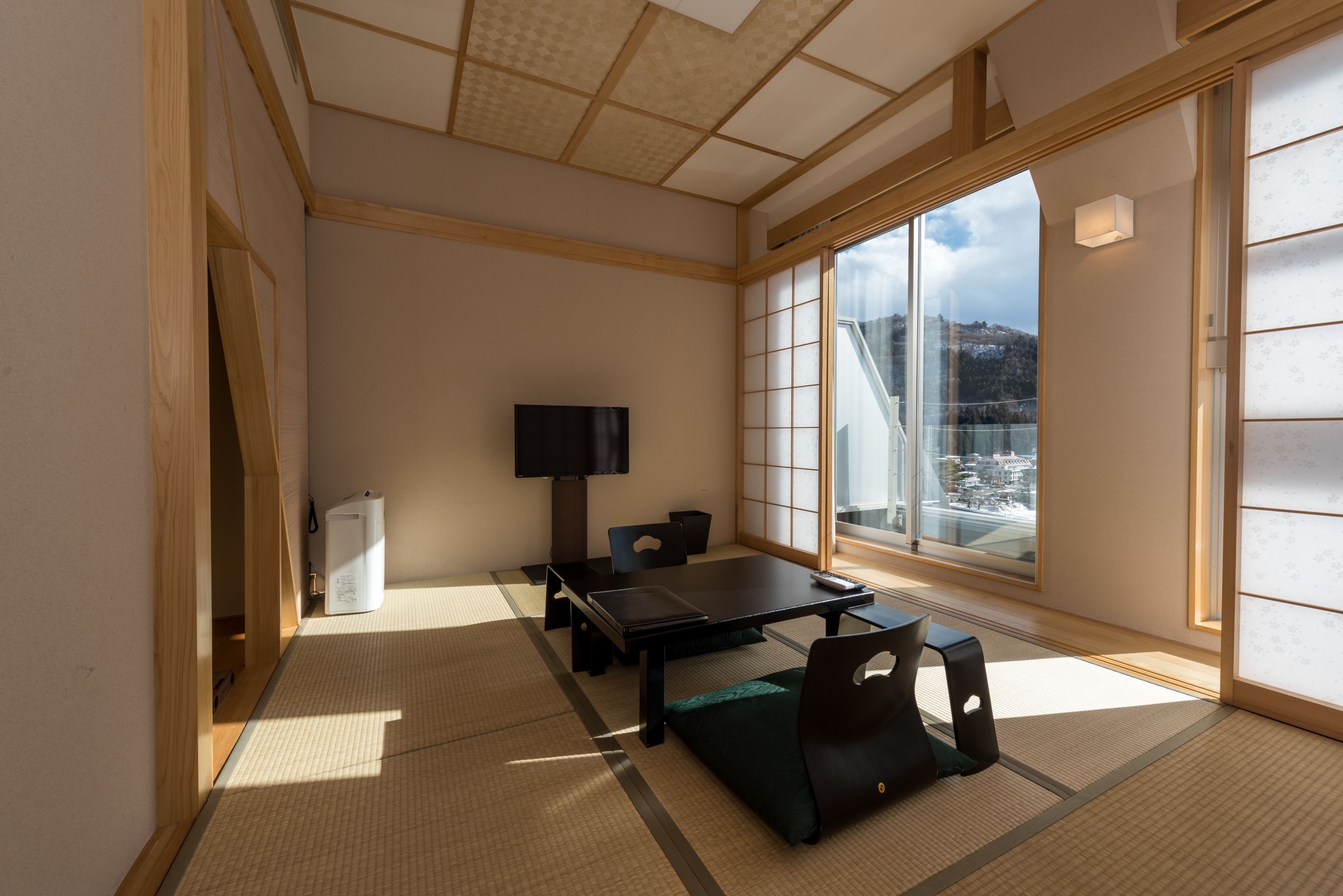 japanese modern room (mt.fuji and lake view) | premium bedding, down duvets, in-room safe, individually decorated