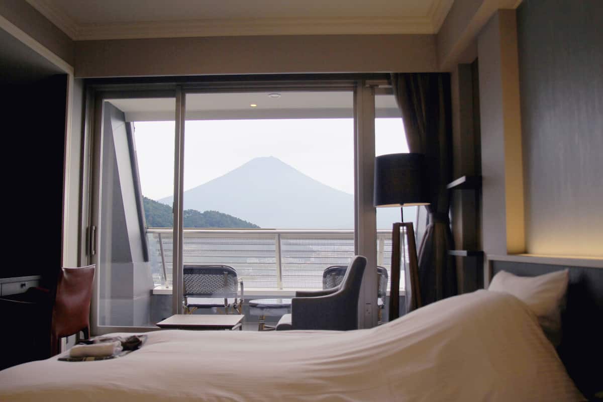 top floor twin room with balcony (mt.fuji and lake view) | premium bedding, down duvets, in-room safe, individually decorated