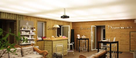 Sauna, steam room, body treatments, body wraps, body scrubs, facials