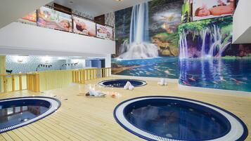 Sauna, steam room, body treatments, body wraps, body scrubs, facials