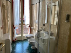 Shower, rainfall showerhead, hair dryer, bidet