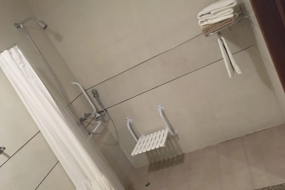 room, 1 double bed, accessible, non smoking | bathroom | shower, rainfall showerhead, free toiletries, hair dryer