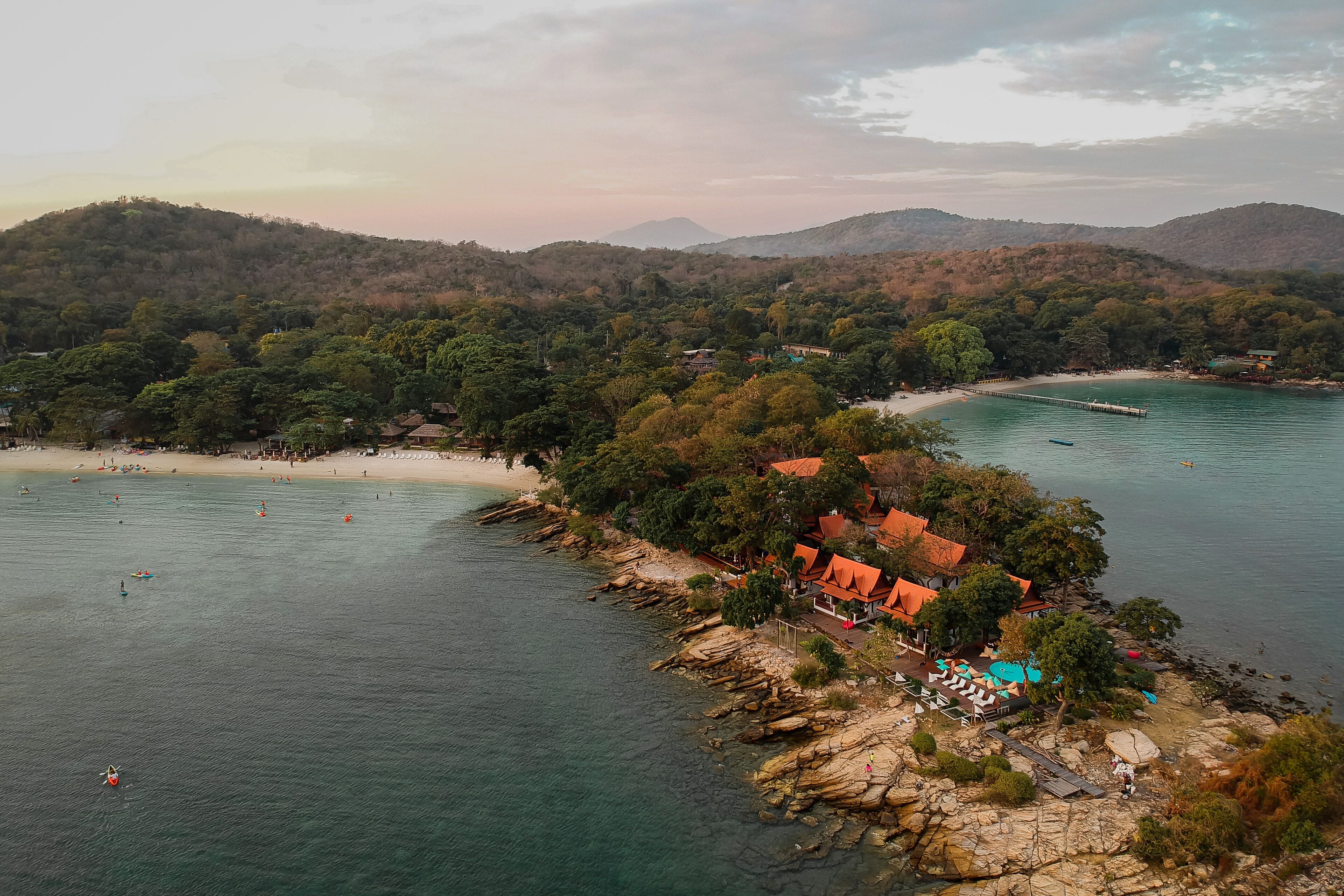On the beach, beach towels