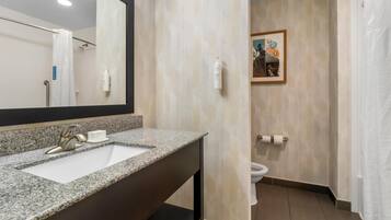 Chambre, 1 trÚs grand lit, non-fumeur, réfrigérateur | Salle de bain
