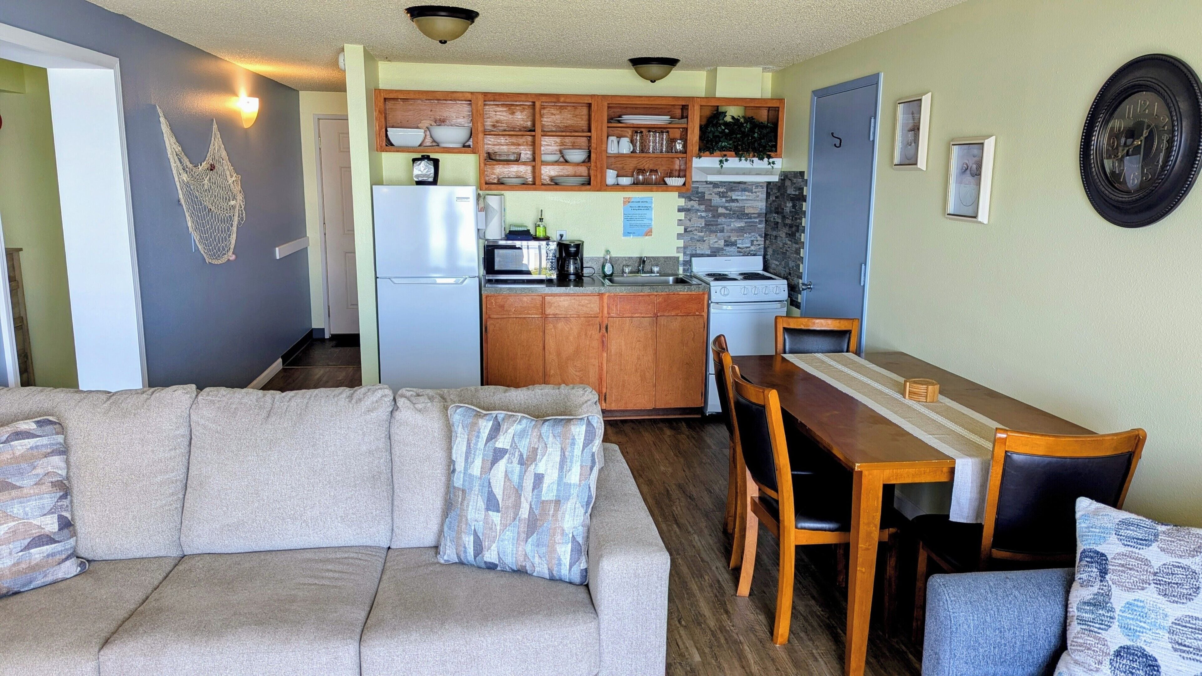 Signature Suite, 1 King Bed with Sofa bed, Balcony, Ocean View (King Suite (0 Pet - Adult Only)) | Private kitchen | Full-size fridge, microwave, oven, stovetop