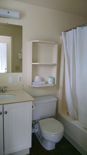 Tina con regadera, amenidades de baño gratuitas, secadora de cabello 