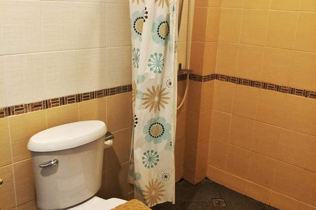 shower, free toiletries, towels