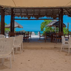Trên bãi biển, lều miễn phí, ghế dài tắm nắng, dù trên bãi biển