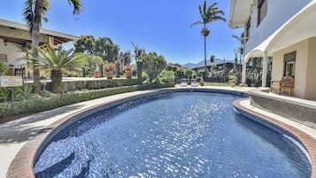 Outdoor pool, pool loungers