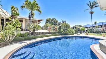 Outdoor pool, pool loungers