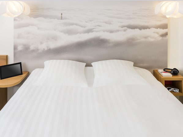 1 slaapkamer, luxe beddengoed, een bureau, verduisterende gordijnen