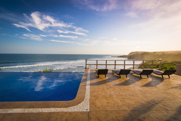 Outdoor pool, sun loungers