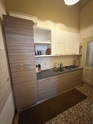Apartment, 1 Bedroom, Canal View (Cannaregio - Fondamenta Misericordia) | Private kitchen | Full-size fridge, microwave, stovetop, coffee/tea maker