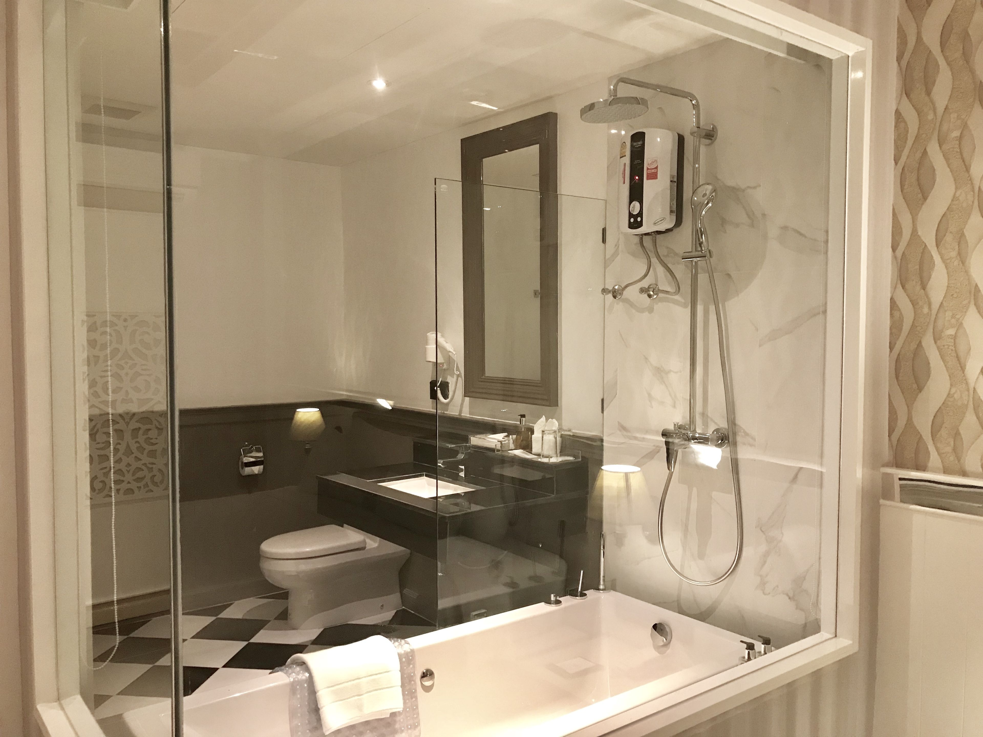 superior with bathtub | bathroom | free toiletries, hair dryer, slippers, towels