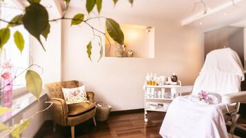 Sauna, hot tub, body treatments, hot stone massages, prenatal massages