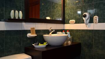 Free toiletries, hair dryer, towels