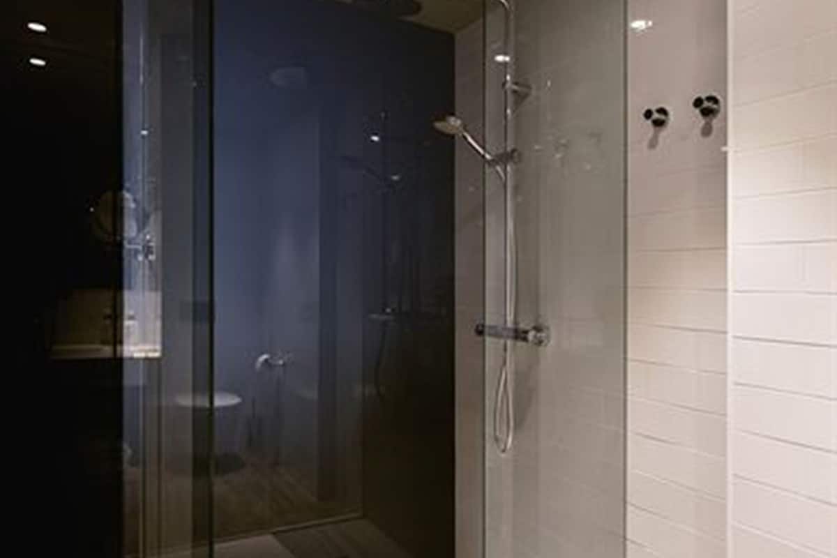 shower, rainfall showerhead, free toiletries, hair dryer