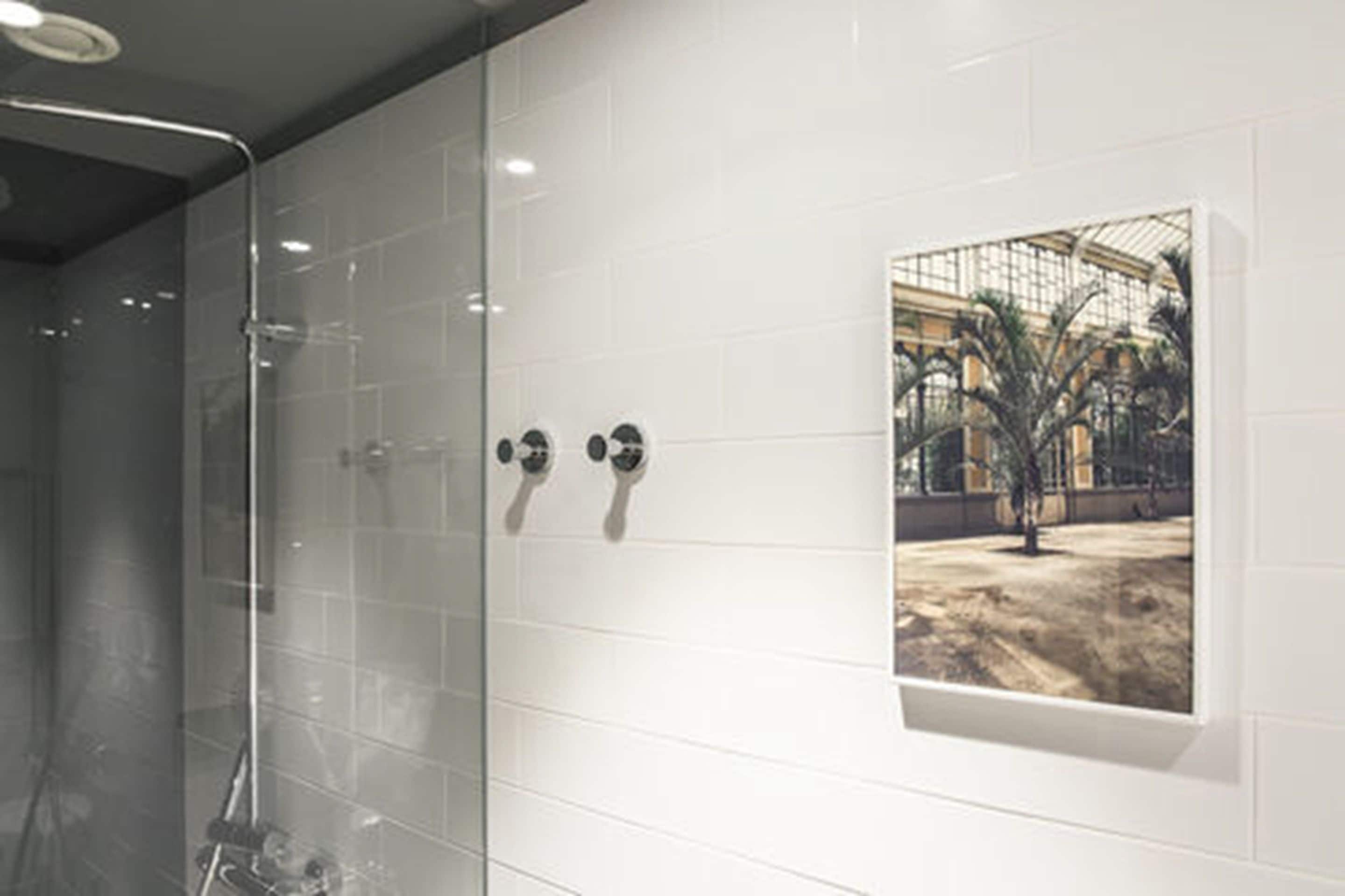 shower, rainfall showerhead, free toiletries, hair dryer